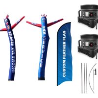 Tax Service Inflatable Tube Man & Custom Flag (Single Sided) – Pack of 3 with Pre-Curved Poles & Ground Spike & Blowers