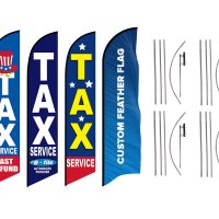 Tax Service Feather Flags & Custom Feather Flag (Single Sided) – Pack of 4 with Pre-Curved Poles & Ground Spike