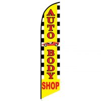 Auto Body Shop with Car Graphic Feather Flag