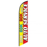 Auto Service 30K 60K 90K Yellow Red Banner Flag