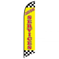 Auto Services Yellow Checkered Feather Flag