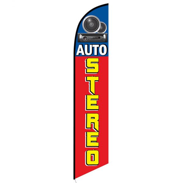 Auto Stereo blue Feather Banner Flag FFN-5458 front