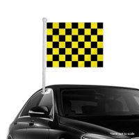 Black Yellow checkered Window Clip-on Flag