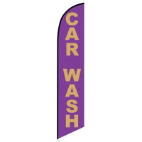 Car Wash purple gold feather flag