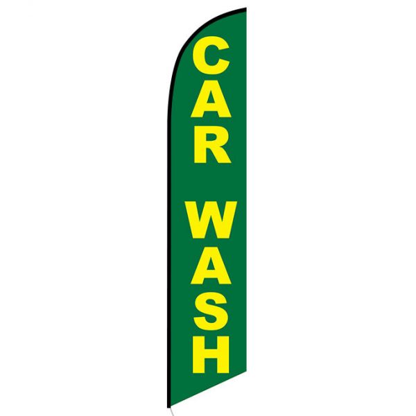 Car wash green yellow feather flag