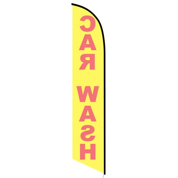 Car wash yellow red feather flag