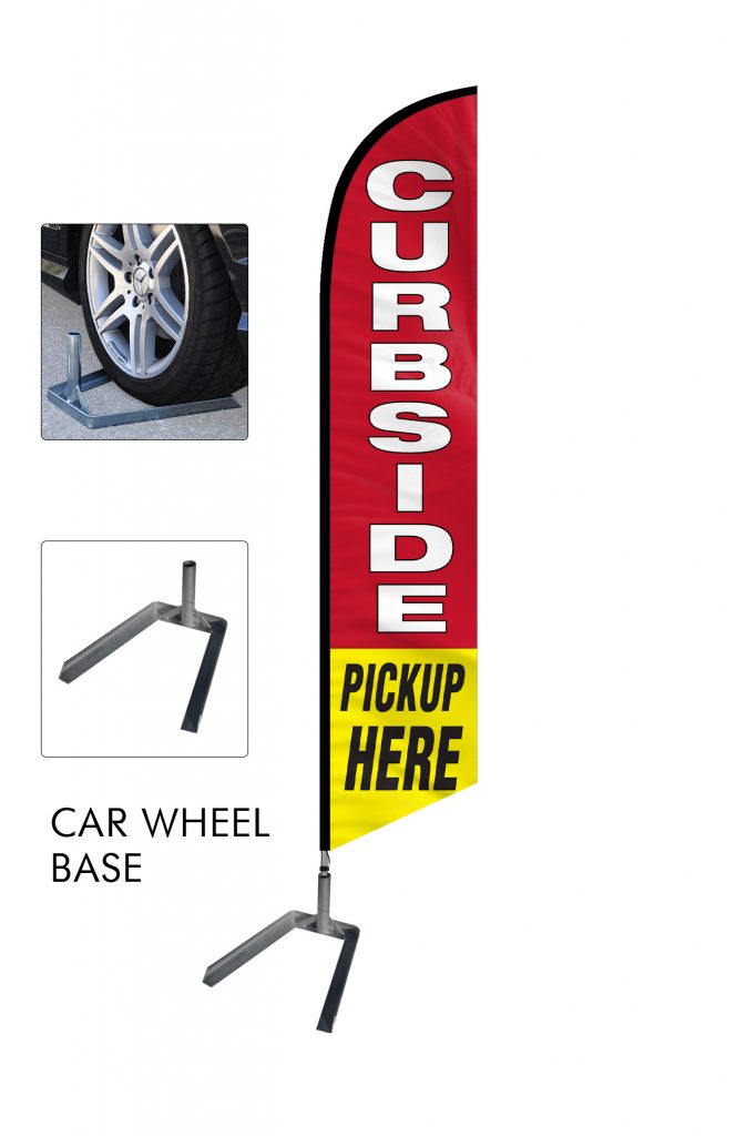 Curbside Pickup Feather Flag Single Sided_FFN-CP-02458 with Car Wheel Base