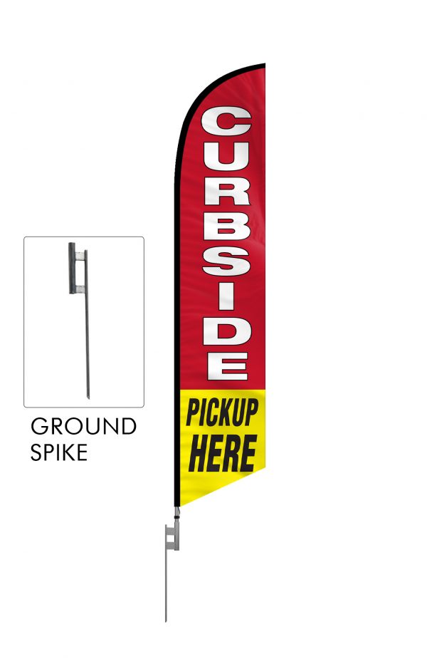 Curbside Pickup Feather Flag Single Sided_FFN-CP-02458 with Ground Spike