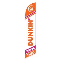 Dunkin’ Donuts Drive Thru 24 Hours Feather Flag with Ground Spike