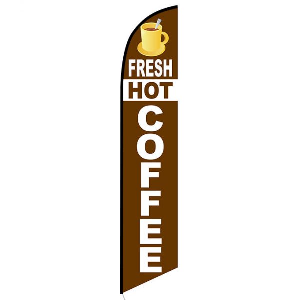 Fresh Hot Coffee Feather Flag