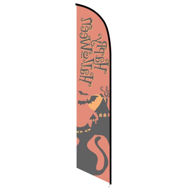 Happy Halloween orange feather flag