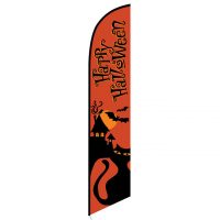 Happy Halloween orange feather flag