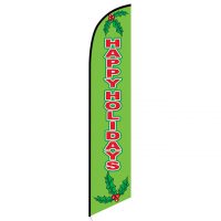 Happy Holidays green feather flag