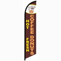 Hot Coffee Fresh Donuts Feather Flag