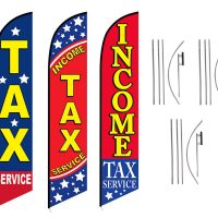 Tax Service Feather Flags – Pack of 3 with Pre-Curved Poles & Ground Spike