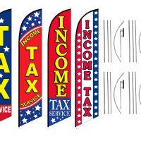 Tax Service Feather Flags – Pack of 4 with Pre-Curved Poles & Ground Spike