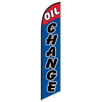 Oil Change Blue and Red Feather Flag