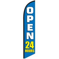 Open 24 Hours Blue Feather Flag Banner NSFB-5823