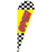 Open checkered Teardrop Flag