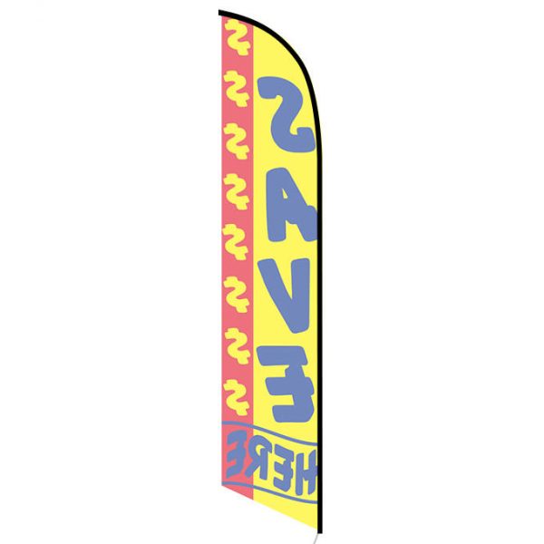 Save Money here feather flag