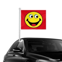 red Smiley Window Clip-on Flags