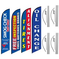 Auto Feather Flag Package – Pack of 4 with Pre-Curved Poles & Ground Spike