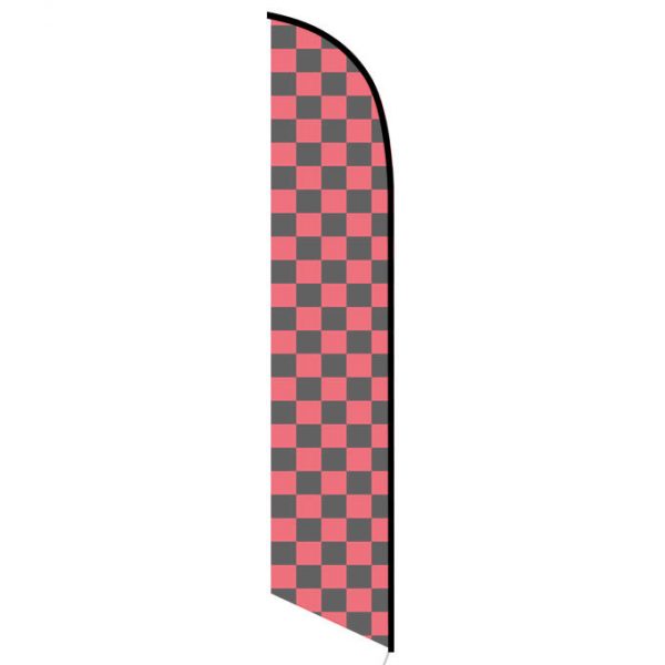 Solid Black and Red Checkers Feather Banner Flag