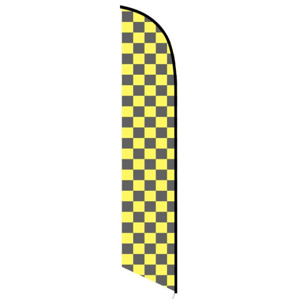 Solid Black and Yellow Checkers Feather Banner Flag