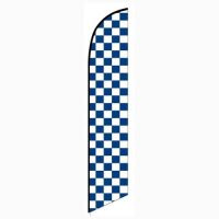 Solid Blue and White Checkers Feather Banner Flag