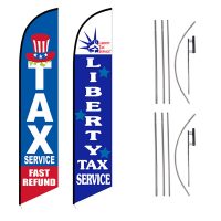 Tax Service Feather Flag – Pack of 2 with Pre-Curved Poles & Ground Spike