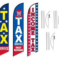 Tax Service Feather Flag – Pack of 3 with Pre-Curved Poles & Ground Spike