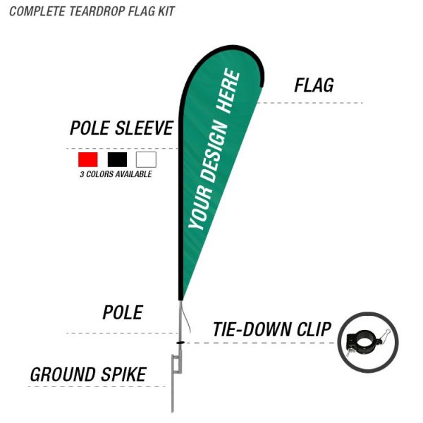 teardrop banner flag kit with poles and ground spike deal