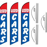 Used Cars Feather Flag Kits (3 Flags + 3 Pole Kits + 3 Ground Spikes)