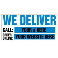 We Deliver (Blue) Vinyl Banner