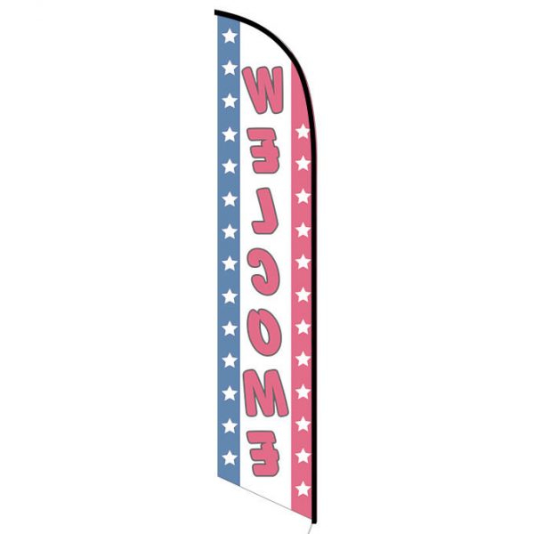 Welcome patriotic feather flag