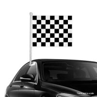 Black White checkered Window Clip-on Flag