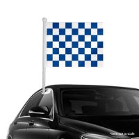 Blue White checkered Window Clip-on Flag