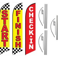 Three Pack Sale | Start Finish Check In Feather Flag Kits (3 Flags + 3 Pole Kits + 3 Ground Spikes)