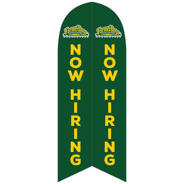 farmer boys now hiring feather flag semi custom usa made outddoor advertising feather flag nation