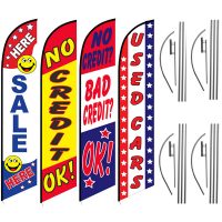 Auto Feather Flag Package – Pack of 4 with Pre-Curved Poles & Ground Spike