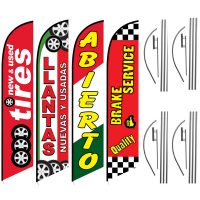 Auto Feather Flag Package – Pack of 4 with Pre-Curved Poles & Ground Spike