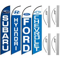 Auto Feather Flag Package – Pack of 4 with Pre-Curved Poles & Ground Spike