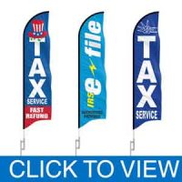 Taxes Feather Flags in Stock