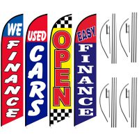 Auto Feather Flag Package – Pack of 4 with Pre-Curved Poles & Ground Spike